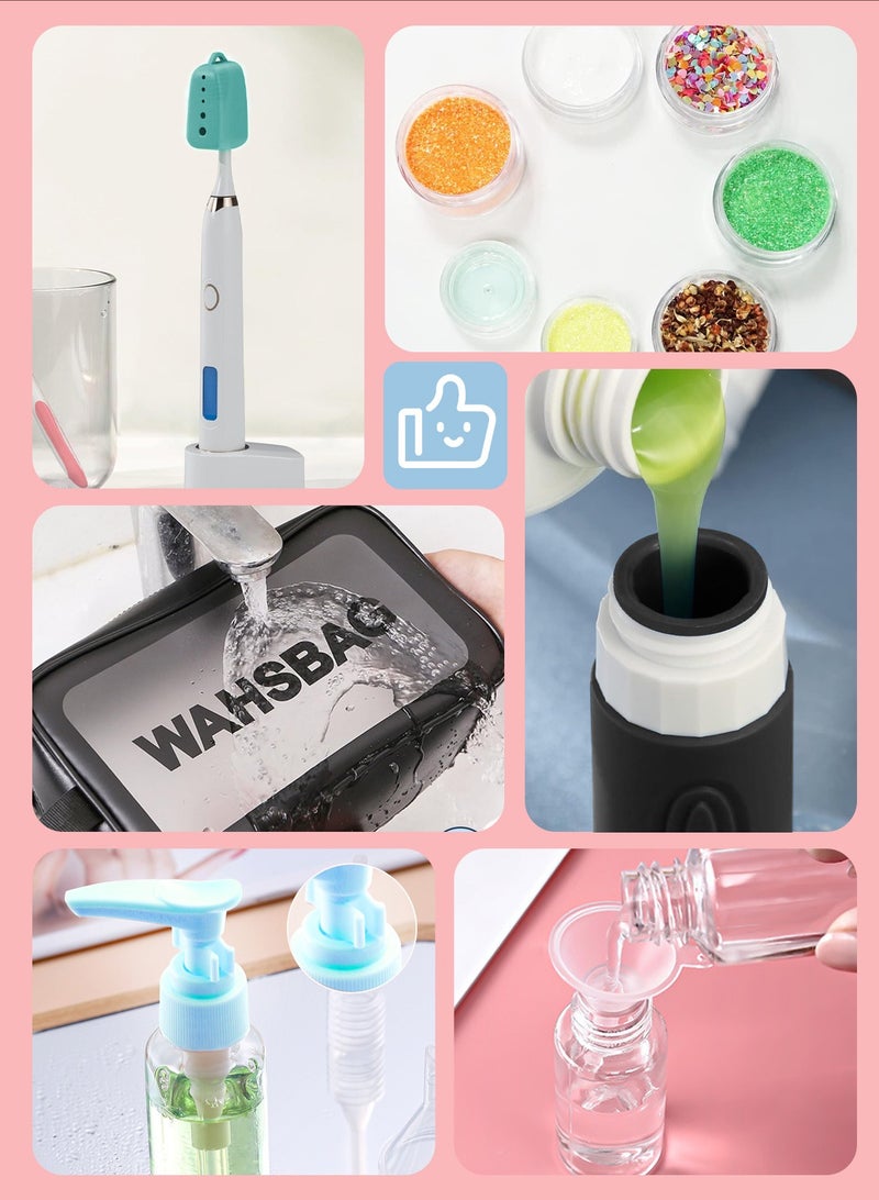 16Psc Travel Bottles Set for Toiletries,Leak Proof Refillable Silicone Travel Container Set for Shampoo,Conditioner, etc.Squeezable Empty Travel Containers with Labels. - view 3