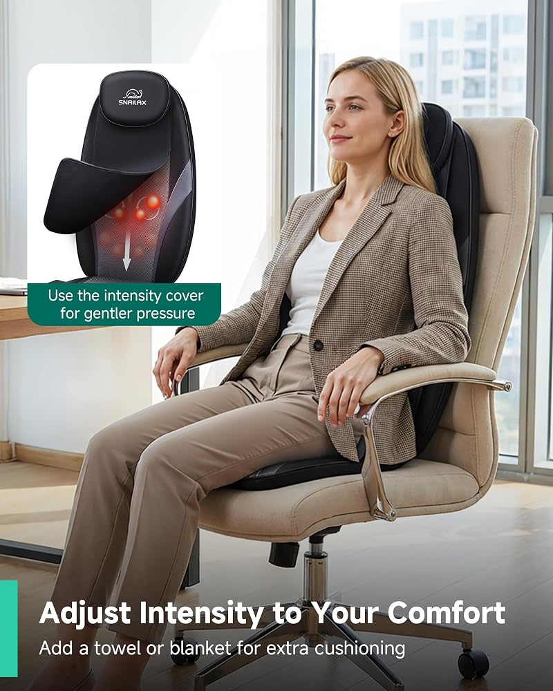 Snailax Heat Back Massager, Shiatsu Massage Chair, Deep Massage Seat Cushion with Various Settings, Gifts for Women and Men - Image 3