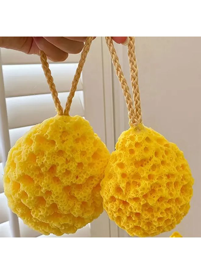 Yellow Honeycomb Bath Sponge 2pcs Large Water Activated Scrubber Bathing Supplies - Image 2