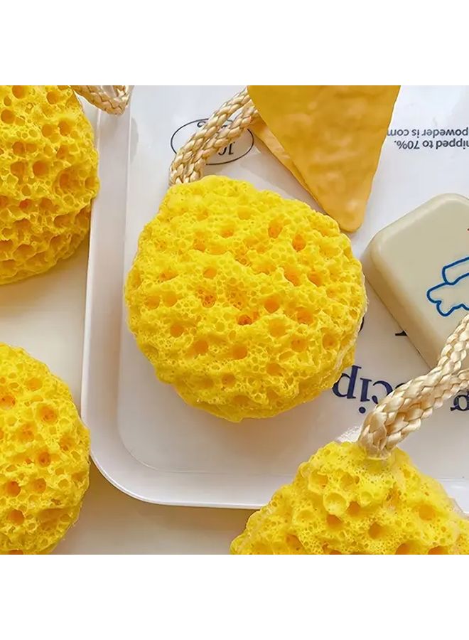 Yellow Honeycomb Bath Sponge 2pcs Large Water Activated Scrubber Bathing Supplies - Image 4