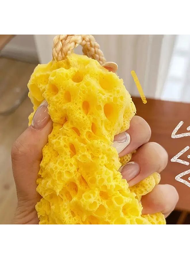 Yellow Honeycomb Bath Sponge 2pcs Large Water Activated Scrubber Bathing Supplies - Image 3