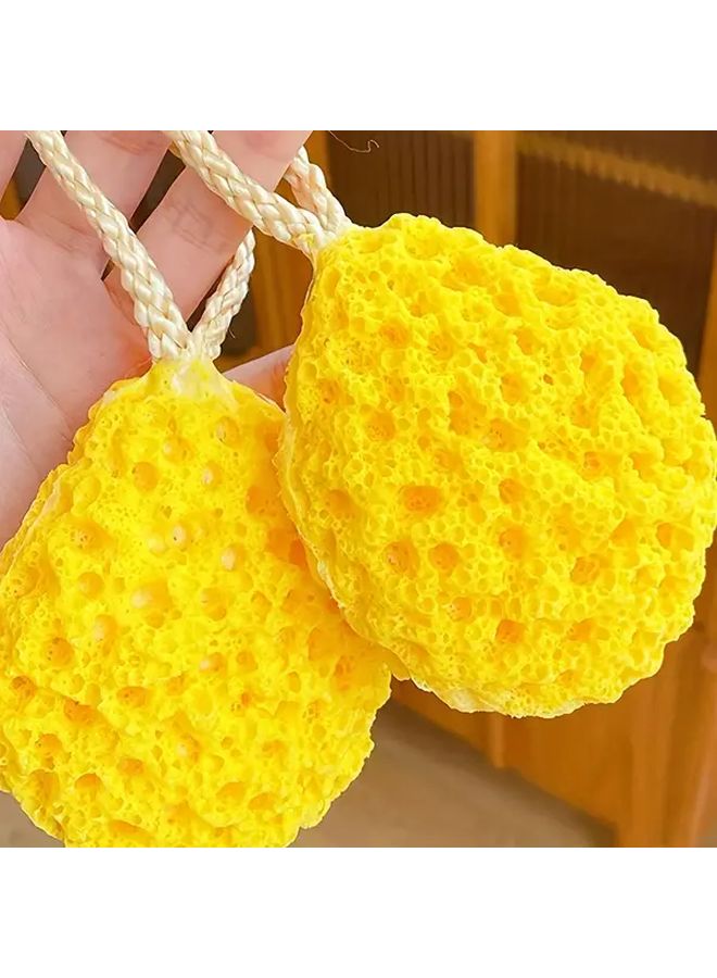 Yellow Honeycomb Bath Sponge 2pcs Large Water Activated Scrubber Bathing Supplies - Image 1