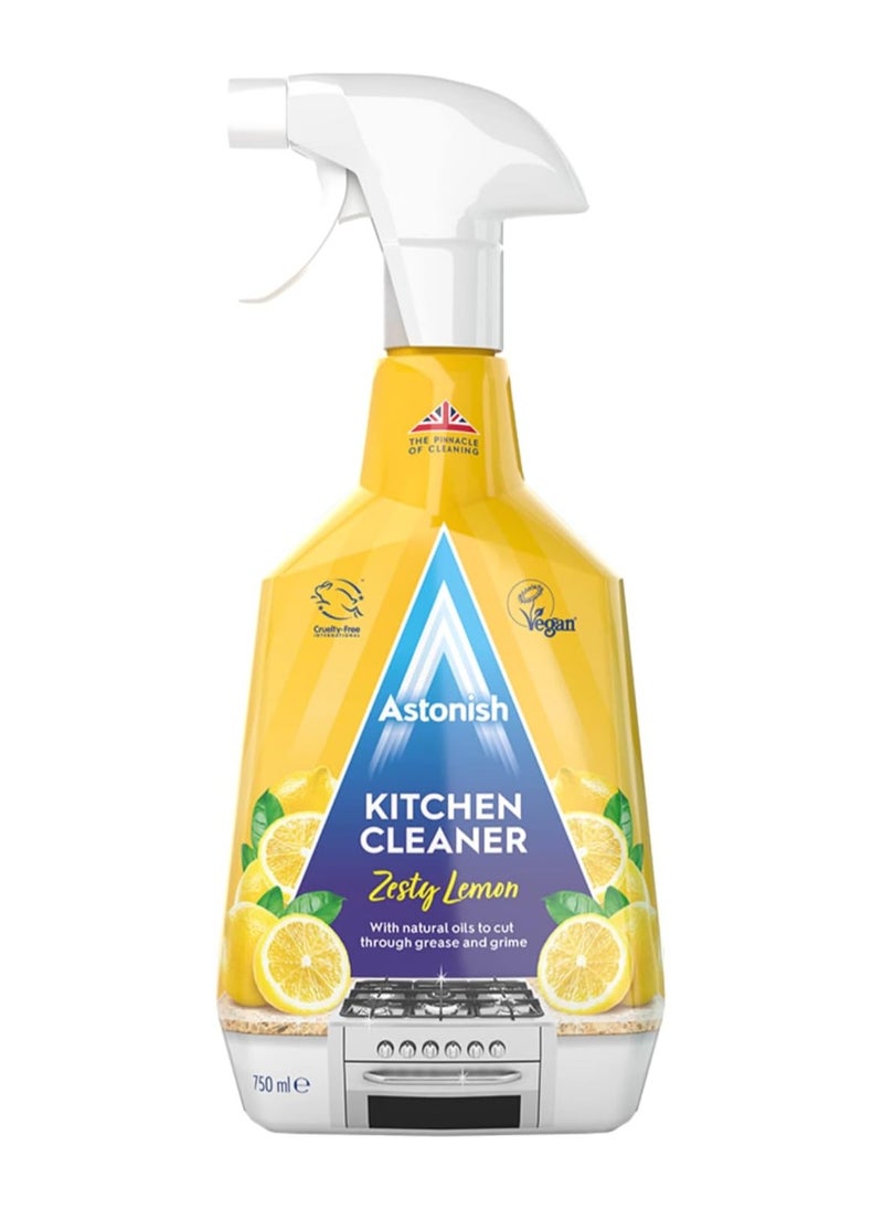 Astonish Kitchen Cleaner Blended With Natural Oils Tough on Dirt & Grime Deep & Effective Cleaning Eco Friendly Vegan Cruelty Free Zesty Lemon Fragrance 750ML 