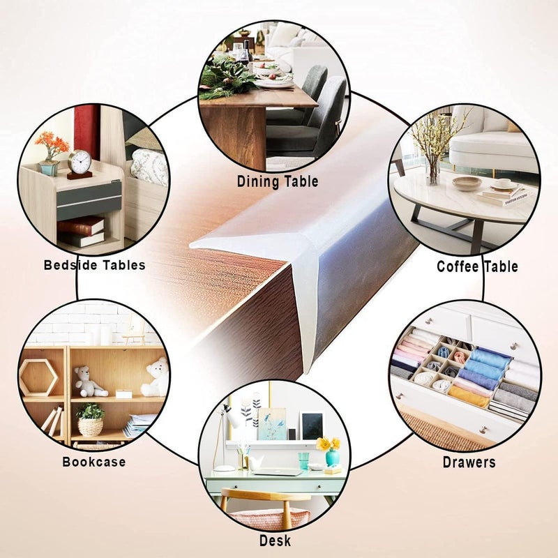 Luckam مجموعة واقي زوايا أمان الأطفال بطول 19.8 قدم، شريط مطاطي ناعم مع 4 واقيات زوايا دائرية للأطفال للخزائن والطاولات والأثاث - الحل الأمثل لحماية الأطفال - Image 2