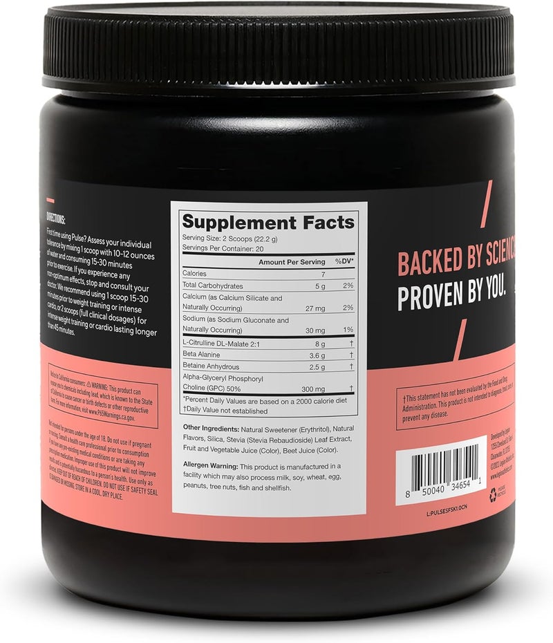 LEGION Pulse Pre Workout Supplement  All Natural Nitric Oxide Preworkout Drink Creatine Free Naturally Sweetened Beta Alanine Citrulline Alpha GPC  Caffeine Free Strawberry Kiwi Pre Workout Powder - Image 3