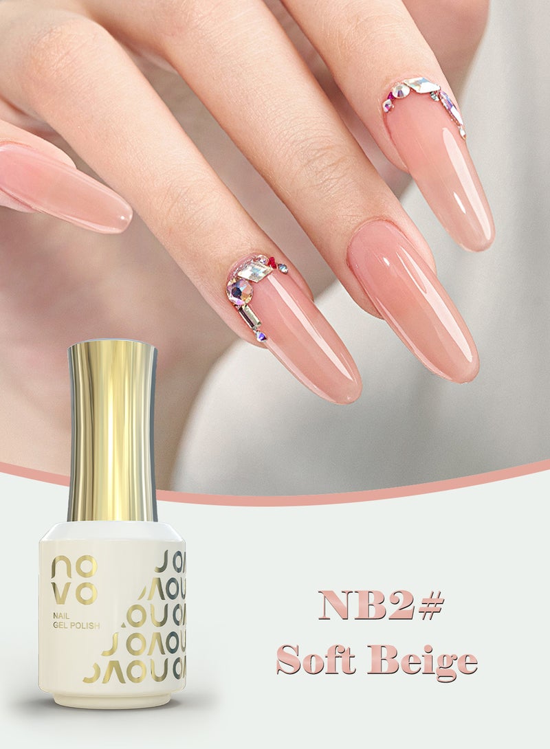 Novo Rubber Base Gel, 2 in 1 Gel Nail Polish Soak Off UV LED Nail Lamp, Nail Art Design for Women 12ml NB2# Soft Beige - Image 2