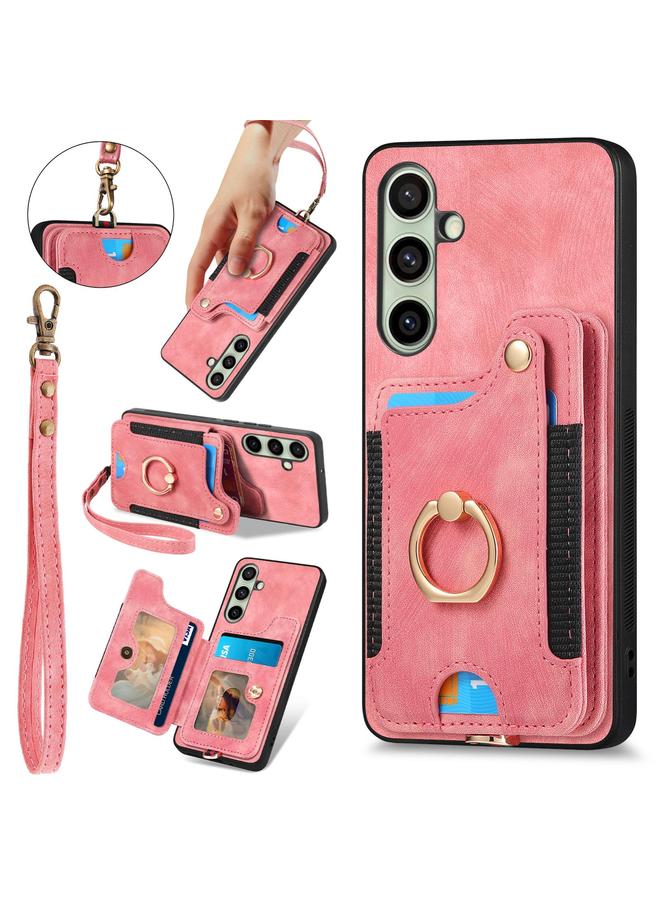 erorex Case For Samsung Galaxy A56 5G Retro Skin-feel Ring Multi-card Wallet Phone Case - Image 1