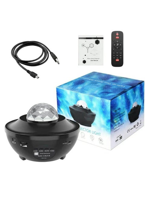 Star Projector Night Light Ocean Wave LED Starry Night Light Projector With Music Speaker Sound Sensor Remote Control 360° Rotating Projector Lamp For Kids Bedroom Home Stage Decoration