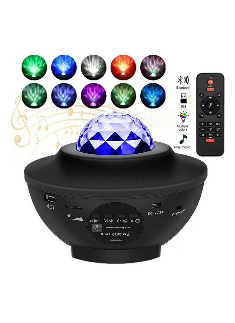 Generic - Star Projector Night Light Ocean Wave LED Starry Night Light Projector With Music Speaker Sound Sensor Remote Control 360° Rotating Projector Lamp For Kids Bedroom Home Stage Decoration - Image 1