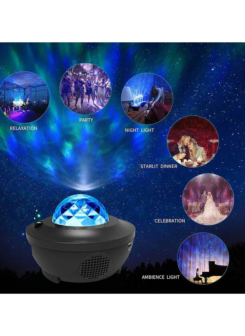 Generic - Star Projector Night Light Ocean Wave LED Starry Night Light Projector With Music Speaker Sound Sensor Remote Control 360° Rotating Projector Lamp For Kids Bedroom Home Stage Decoration - Image 1