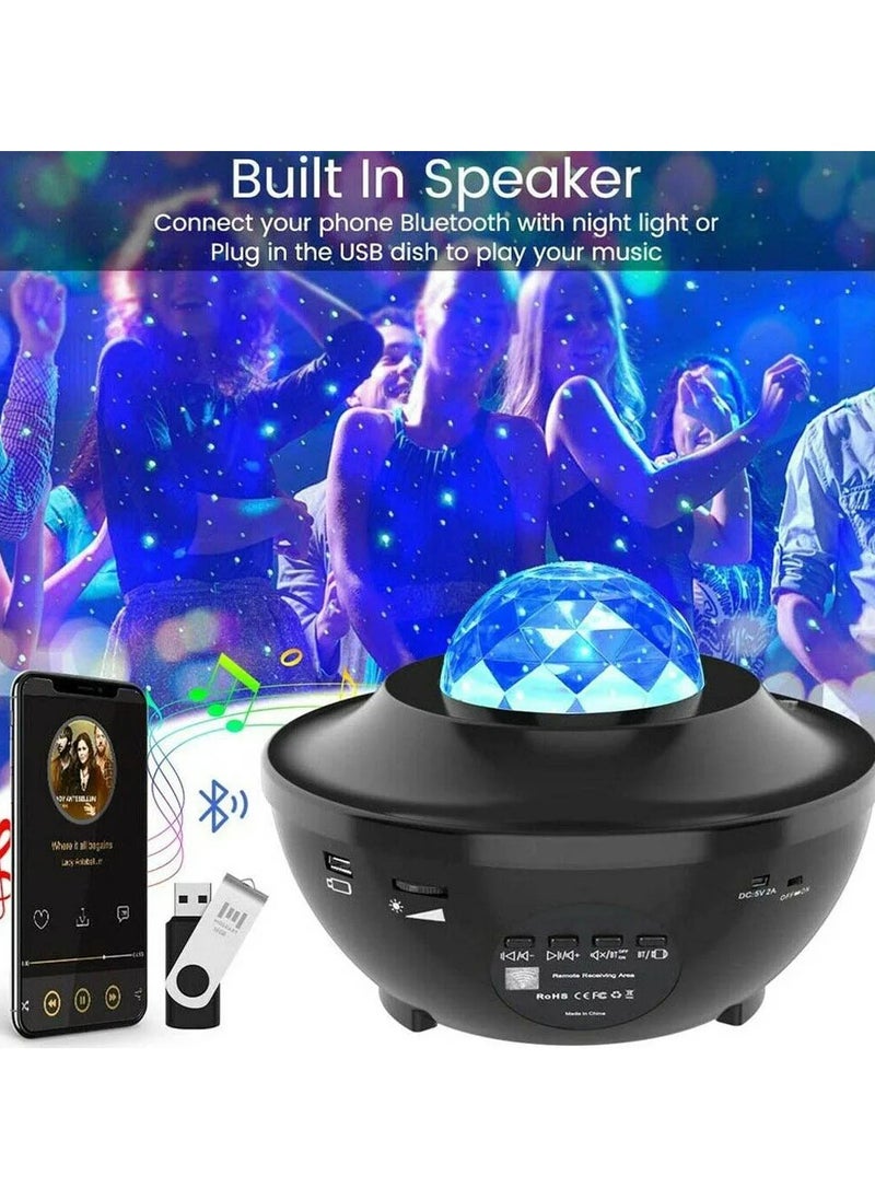 Generic - Star Projector Night Light Ocean Wave LED Starry Night Light Projector With Music Speaker Sound Sensor Remote Control 360° Rotating Projector Lamp For Kids Bedroom Home Stage Decoration - Image 1