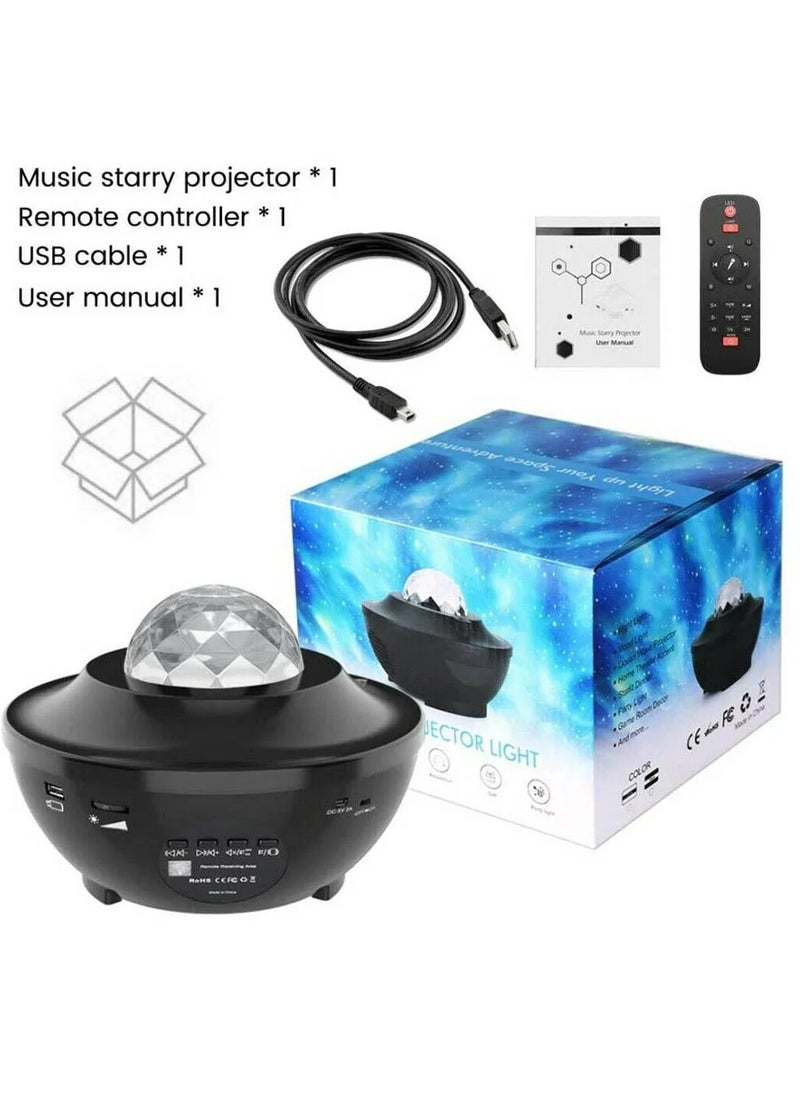 Generic - Star Projector Night Light Ocean Wave LED Starry Night Light Projector With Music Speaker Sound Sensor Remote Control 360° Rotating Projector Lamp For Kids Bedroom Home Stage Decoration - Image 1