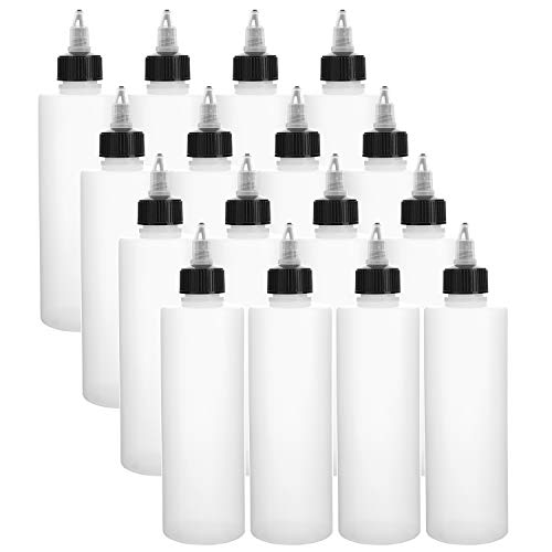 Bekith 16 Pack 8oz Plastic Squeeze Bottles with Twist Top Caps, Empty Dispensing Bottles for Cookie Decorating, Sauces, Condiments, Arts and Crafts - Image 1