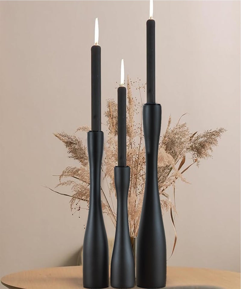 SDALI HOME Candle Holder Black Candlestick Holders 3,Tall Taper Candle Holders Set of 3 for Candlesticks(12"/10"/7.5" H),Modern Farmhouse Candle Stick Candle Holder for Decor - Image 1