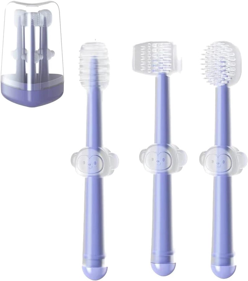VENEXA 3 Pack Silicone Toddler Toothbrushes 0 to 18 Months, Baby Tongue Cleaner + U-Shaped ToothScrubber + First Toothbrush Teething, Gum Oral Cleaner - Image 1