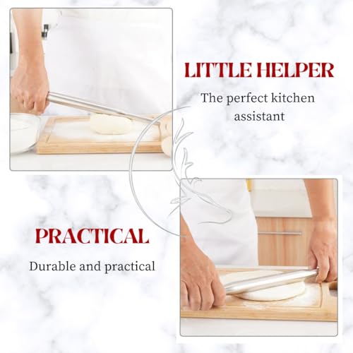 The Cook House - Stainless Steel Smooth Non-Stick and Lightweight Dough Roller/Rolling Pins/Belan | Chapati Roti Roller Rolling Pin - Silver (Size 3) - Image 5