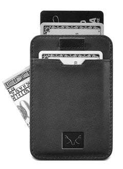 AL FASCINO Leather Credit Card Holder Minimalist Wallet Slim Minimalist Wallet Men Card Wallet Men Credit Card Holder Men Leather Card Holder Leather Credit Card Holder Black  - Image 2