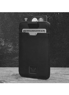 AL FASCINO Leather Credit Card Holder Minimalist Wallet Slim Minimalist Wallet Men Card Wallet Men Credit Card Holder Men Leather Card Holder Leather Credit Card Holder Black  - Image 5