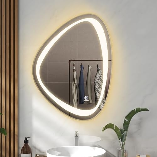 Plantex LED Bathroom Mirror with 3 Tone/Designer Mirror for Living Room/Bedroom/Dressing Room - Triangle Shape (HM-001, 18 X 24 Inch) - Image 1