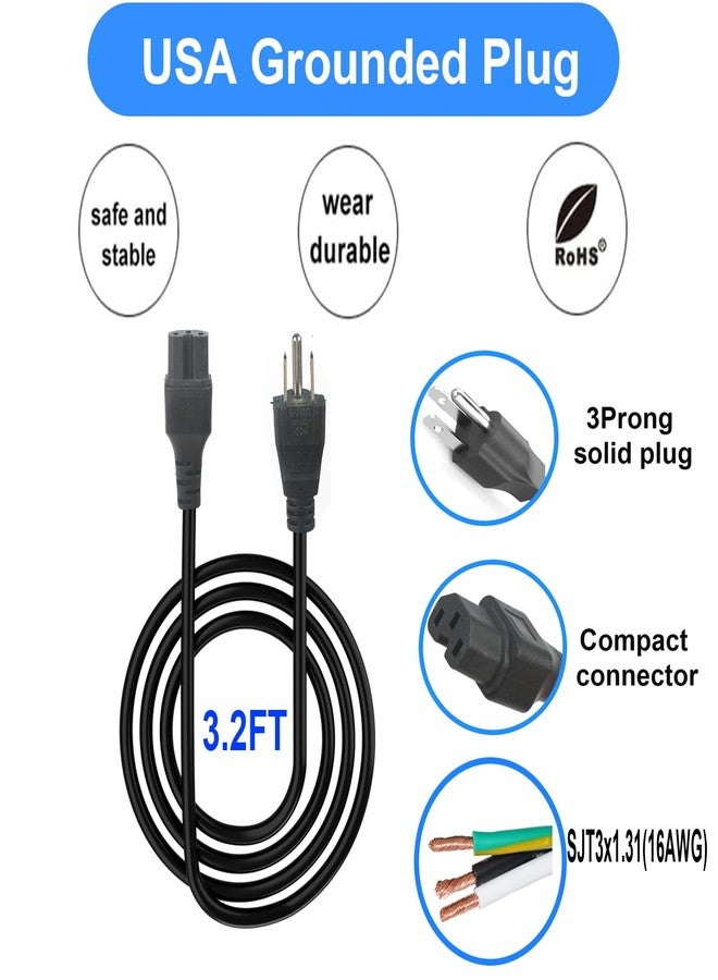 DZQPPC 3 Prong Percolator Power Cord for Hamilton Beach Model 40616 Coffee Pot Replacement Parts for Farberware Computers Monitors 3 ft. Long 16 AWG Heavy Duty - Image 2