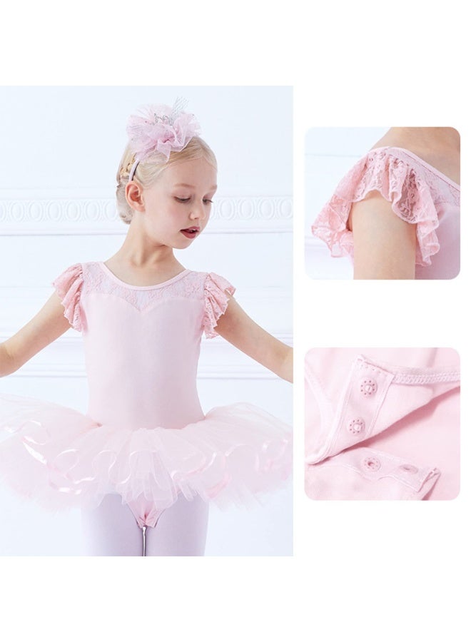Girls Long Sleeve Dance Tutu Leotard with Fluffy multilayer Ballet Dress for Ballerina (18 Months - 7 Years)-pink-140 - Image 5