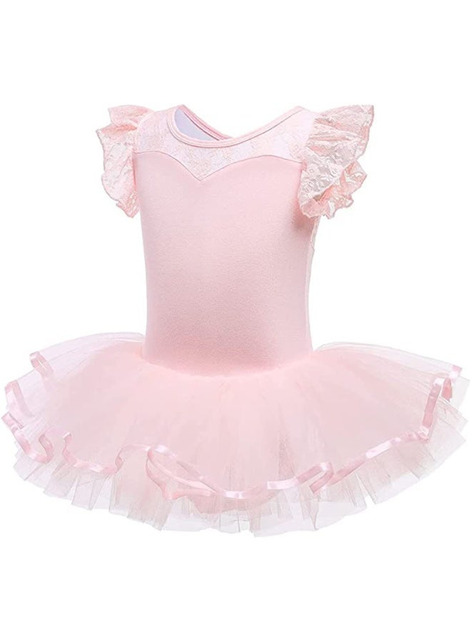 Girls Long Sleeve Dance Tutu Leotard with Fluffy multilayer Ballet Dress for Ballerina (18 Months - 7 Years)-pink-140 - Image 3