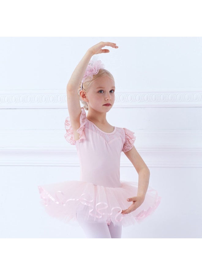 Girls Long Sleeve Dance Tutu Leotard with Fluffy multilayer Ballet Dress for Ballerina (18 Months - 7 Years)-pink-140 - Image 2