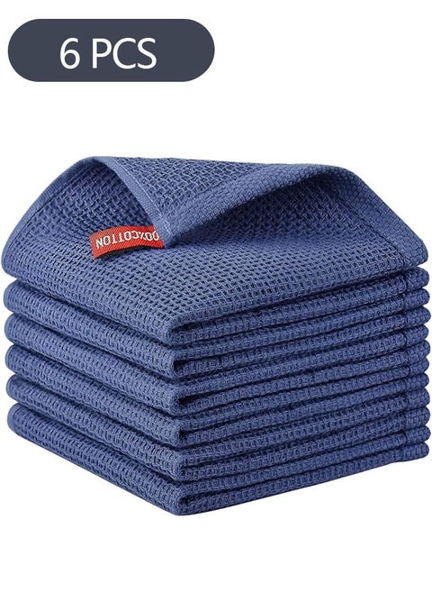 6-Piece Cotton Waffle Weave Dish Cloths,Super Soft and Absorbent Dish Towels Quick Drying Dish Rags, Multipurpose Cleaning Cloth (34*34CM)