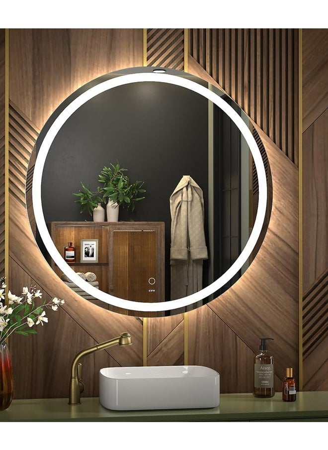 Modern LED Round Bathroom Vanity Mirror Color Temperature Adjustable,Easy to Install Wall Mounted Makeup Mirror with Smart  50x50CM - pzsku/ZC7B7C019B6CE73F263A2Z/45/_/1734348193/a6521f51-35e7-4175-b33d-bc89b2773ccf