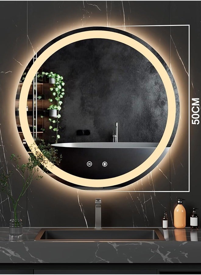 Modern LED Round Bathroom Vanity Mirror Color Temperature Adjustable,Easy to Install Wall Mounted Makeup Mirror with Smart  50x50CM - pzsku/ZC7B7C019B6CE73F263A2Z/45/_/1734348256/8faf652e-af40-46a7-af0d-c491c312137c