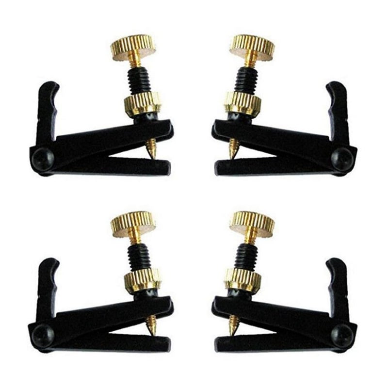 4 Pack Violin Fine Tuners,for 4/4-3/4 Violin,Metal String Adjusters,Nickel Plated,Anti-Rust,Black and Gold Design,Easy to Install,Strong and Durable for Long-Lasting Performance