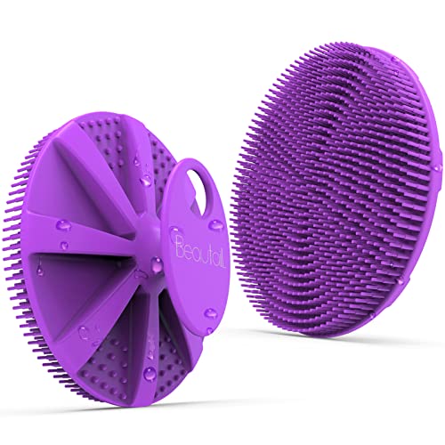 BEAUTAIL Silicone Body Scrubber BEAUTAIL Shower Bath Scrubber More Hygienic Than Traditional Loofah Lather Nicely Long Lasting Gentle Exfoliating Brush for Women Men Baby Sensitive Skin 1 Pack Purple - Image 1