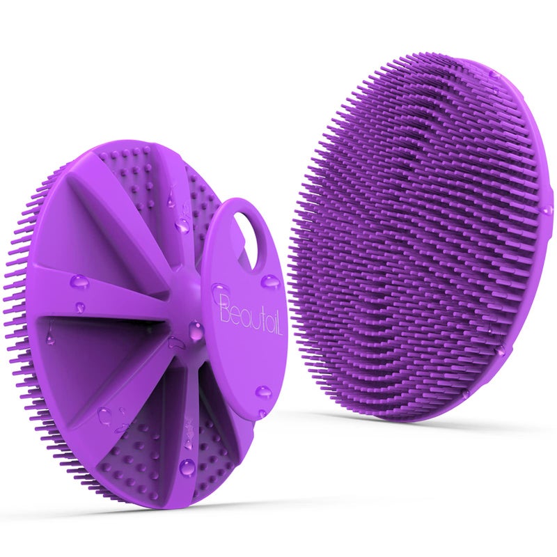 BEAUTAIL Silicone Body Scrubber BEAUTAIL Shower Bath Scrubber More Hygienic Than Traditional Loofah Lather Nicely Long Lasting Gentle Exfoliating Brush for Women Men Baby Sensitive Skin 1 Pack Purple - Image 3