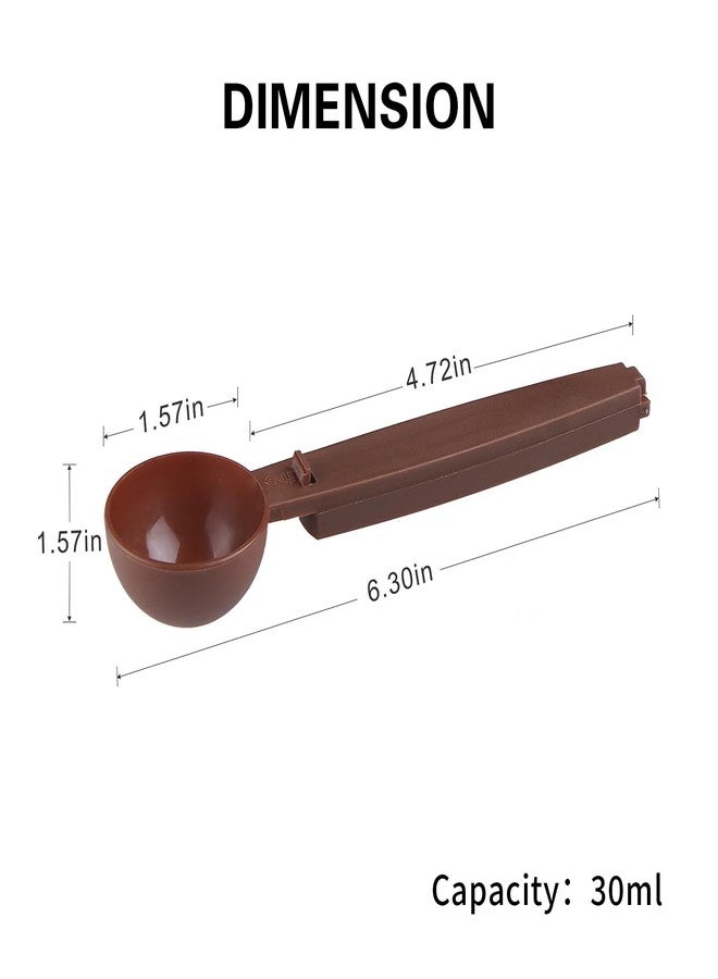 HiempTru Coffee Scoops with Bag Clip,Coffee Scoops For Ground Coffee 2 Tbsp (30ml) Long Handle Tablespoon Measuring Spoons Multifunctional Plastic Scoops For Measuring Coffee,Drinks (4 Pack,Brown) - Image 2
