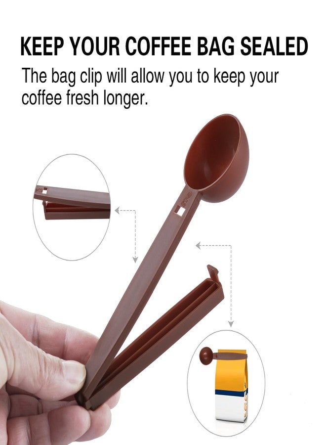 HiempTru Coffee Scoops with Bag Clip,Coffee Scoops For Ground Coffee 2 Tbsp (30ml) Long Handle Tablespoon Measuring Spoons Multifunctional Plastic Scoops For Measuring Coffee,Drinks (4 Pack,Brown) - Image 3