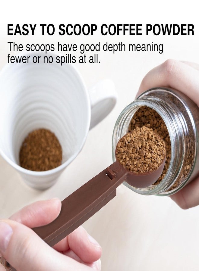 HiempTru Coffee Scoops with Bag Clip,Coffee Scoops For Ground Coffee 2 Tbsp (30ml) Long Handle Tablespoon Measuring Spoons Multifunctional Plastic Scoops For Measuring Coffee,Drinks (4 Pack,Brown) - Image 4