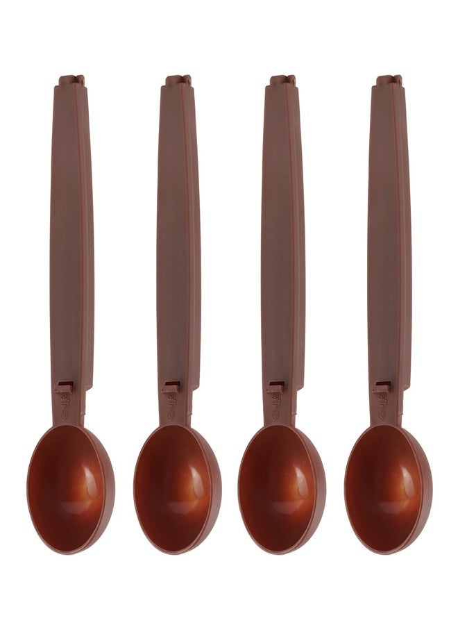 HiempTru Coffee Scoops with Bag Clip,Coffee Scoops For Ground Coffee 2 Tbsp (30ml) Long Handle Tablespoon Measuring Spoons Multifunctional Plastic Scoops For Measuring Coffee,Drinks (4 Pack,Brown) - Image 1