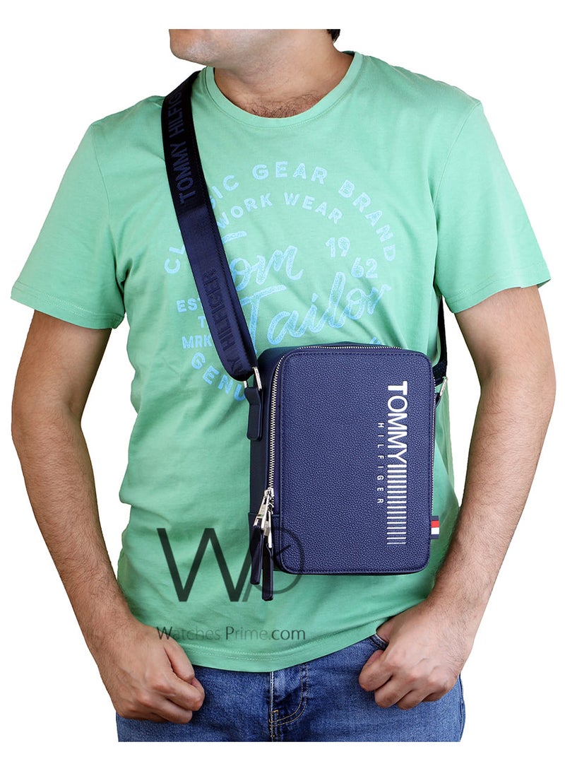 Tommy Hilfiger Plus Tommy Hilfiger Leather Crossbody Messenger Blue Bag For Men - Image 2