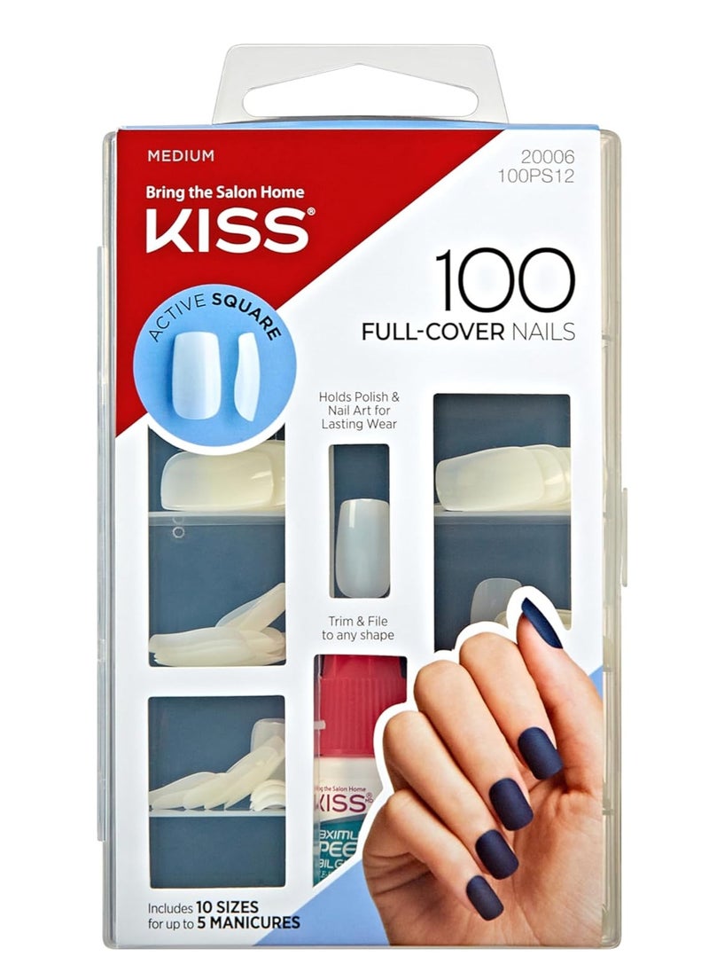KISS Kiss nails 100 full cover nails - active square  - Image 1
