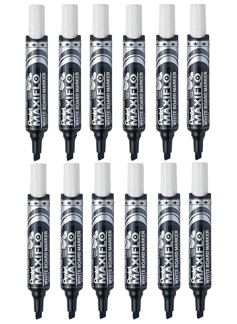 بنتل مجموعة أقلام تحديد للسبورة البيضاء ماكسيفلو MWL6-A من بينتيل، 12 قطعة، أسود - Image 2