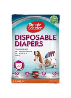 Simple Solution Disposable Dog Diapers For Female Dogs | Super Absorbent LeakProof Fit | Large | 12 Count (Pack Of 1)  - Image 1