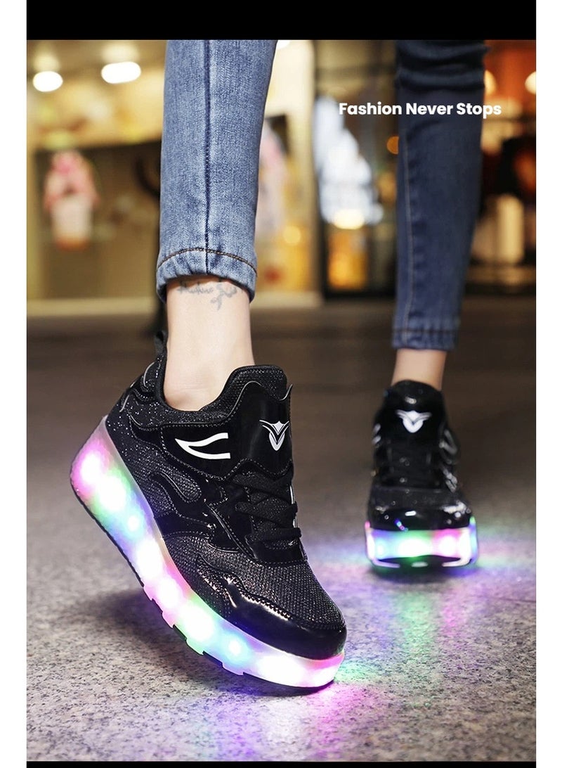 POWER LED Light-Up Ice Skates, Detachable Wheels, Rechargeable Light-Up Sports Shoes, Suitable for Children and Adults, Smooth PU Sole, Safe and Fun Outdoor Skating Toy - Image 1