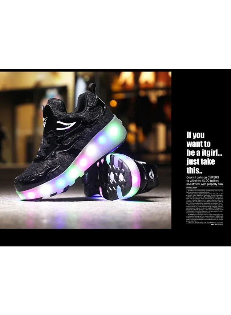 POWER LED Light-Up Ice Skates, Detachable Wheels, Rechargeable Light-Up Sports Shoes, Suitable for Children and Adults, Smooth PU Sole, Safe and Fun Outdoor Skating Toy - Image 2