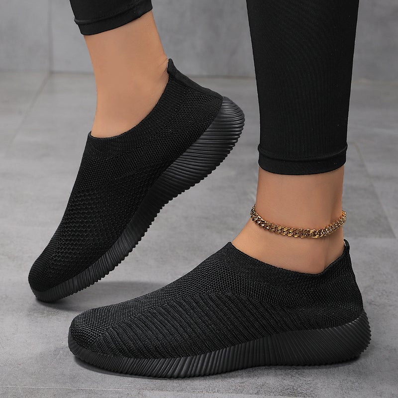 New Mesh Breathable Casual Flying Weaver Shoes Shallow Mouth Socks Shoes Flat Plus Size Step Shoes - Image 4