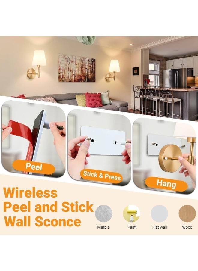 Samira Battery Operated Wall Sconces Set of 2, Wireless No-Drill Wall Lights with 10000mAh Rechargeable Battery, RGB 15-Color Dimmable Magnetic Bulbs and Remote, Wall Decor for Bedroom, Living Room, Hallway - Image 3