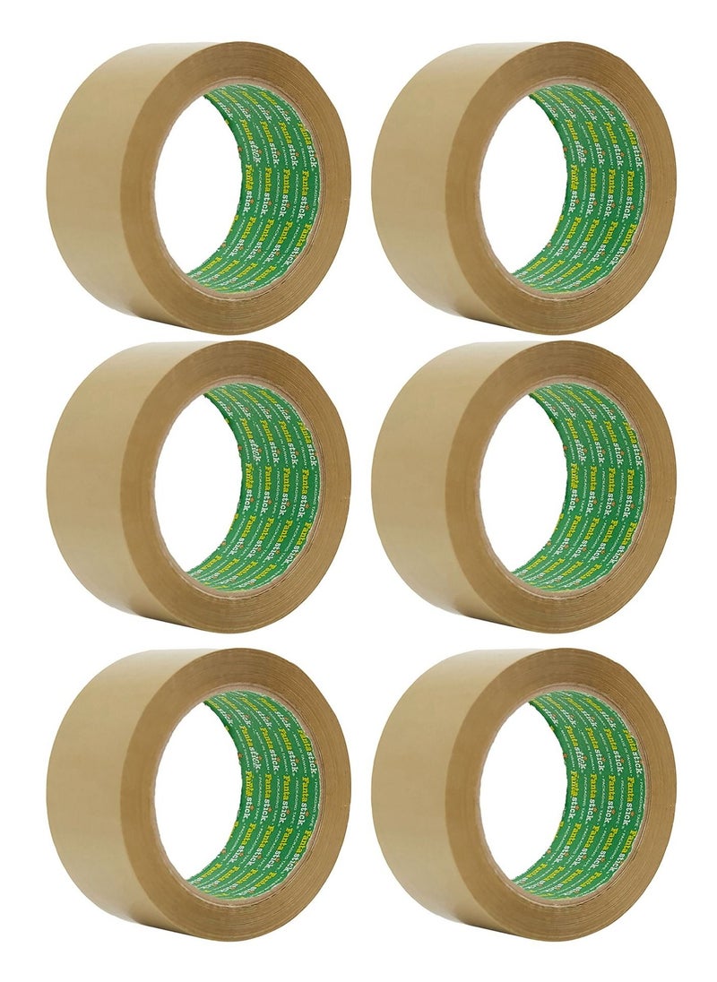 Fantastick 6-Piece Brown Two Inch Wide Packaging Tape 100 Yards Length  - Image 1