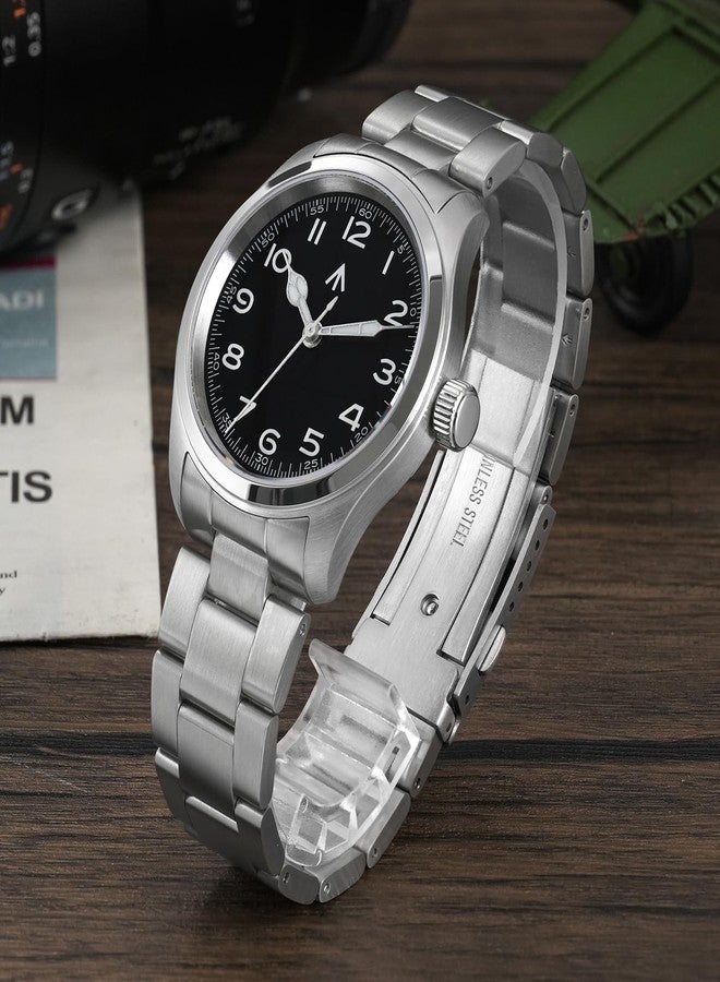 TACTICAL FROG Militado ML08 VH31 Japan Movt with Sweep Seconds Field Watch 38mm Men's Military Watch Sapphire Crystal 10 ATM Waterproof Analog Watches for Men and Women, BlackWhite Dial / Stainless - Image 2