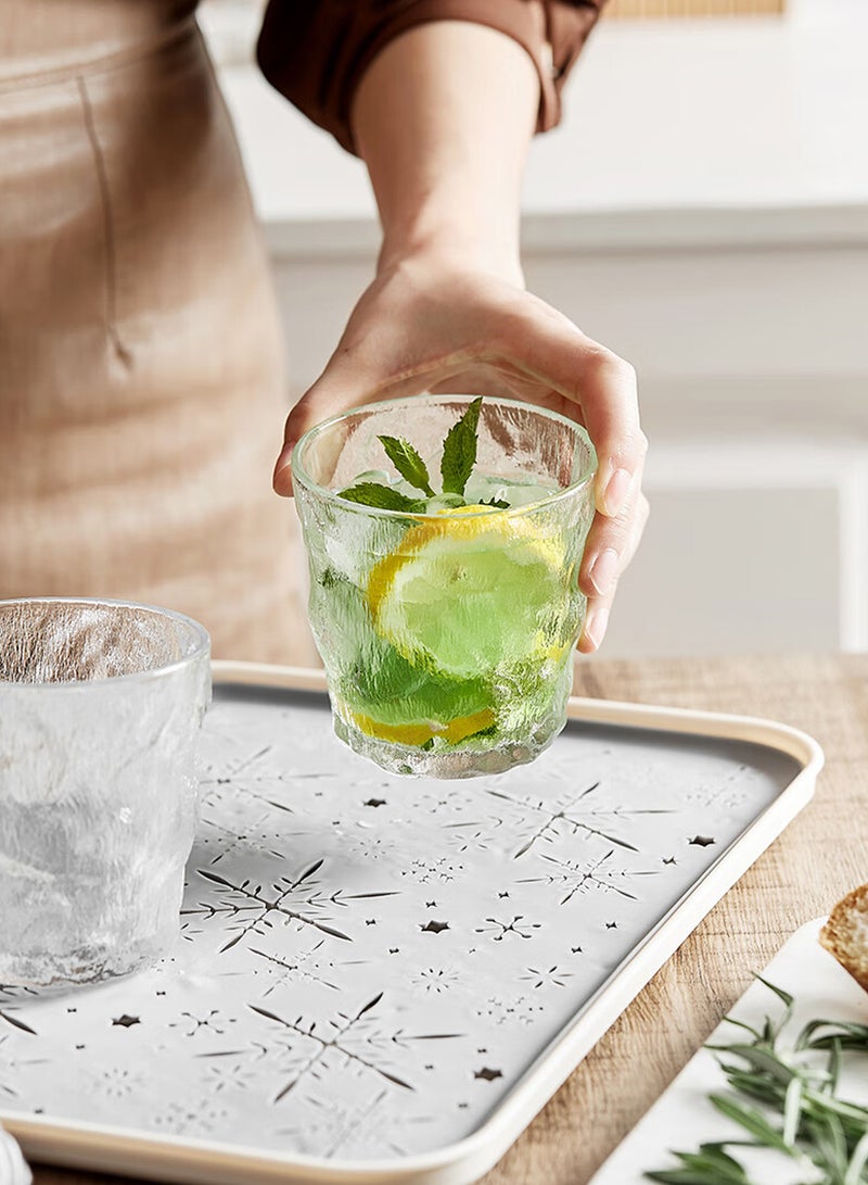 6-Piece Clear Textured Glass Drinking Cups – 280ML Each, Premium Decorative Glassware For Coffee，Water, Juice & Beverages - Image 3