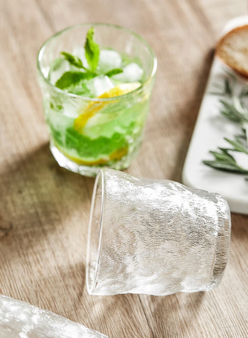 6-Piece Clear Textured Glass Drinking Cups – 280ML Each, Premium Decorative Glassware For Coffee，Water, Juice & Beverages - Image 4