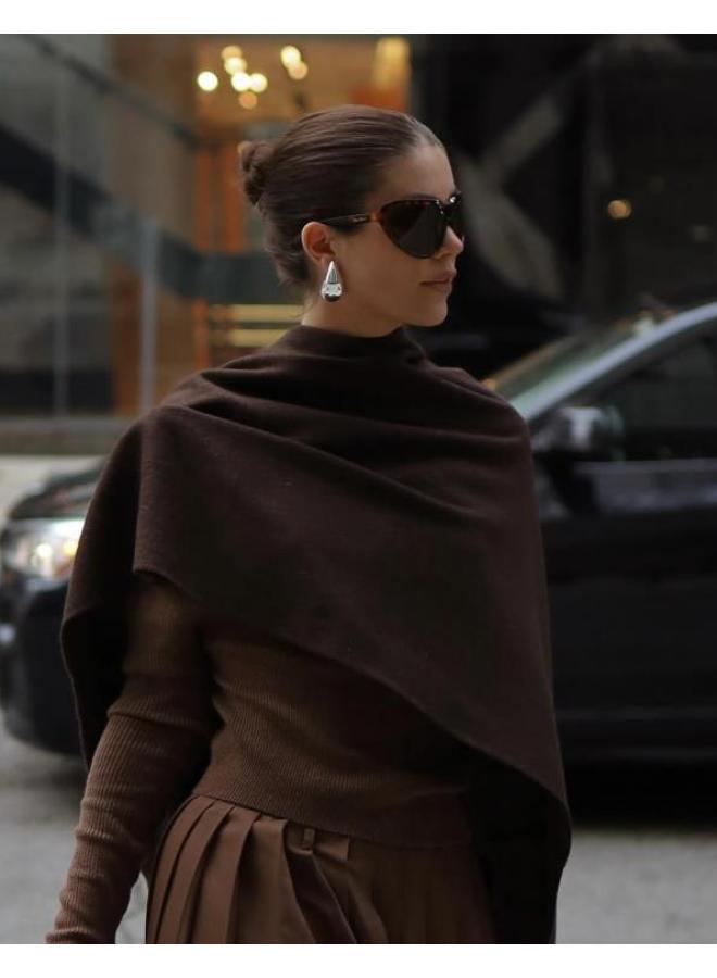 Agent Bat Sleeve Wool Blend Fashion Women's Cape Large Shawl Turtleneck Sweater Coat Cosplay Style Autumn And Winter New